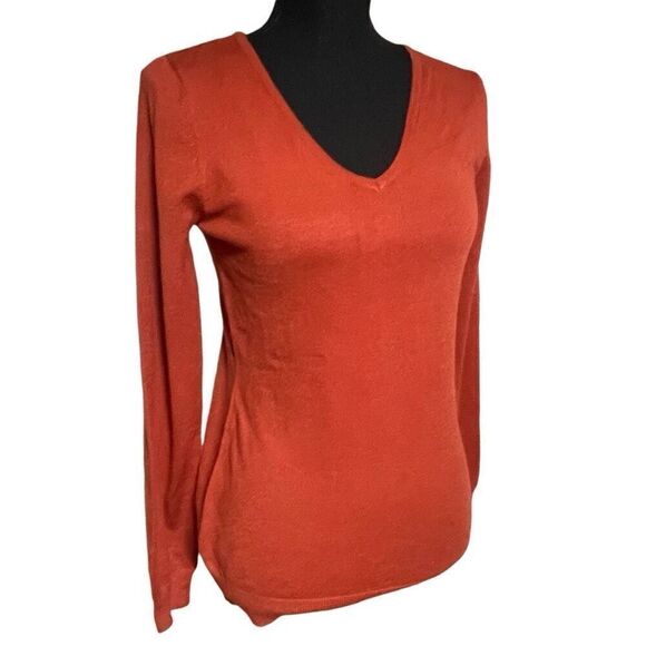 Love Ellie Autumn Orange Strappy Back V-Neck Sweater - XS - Picture 2 of 6